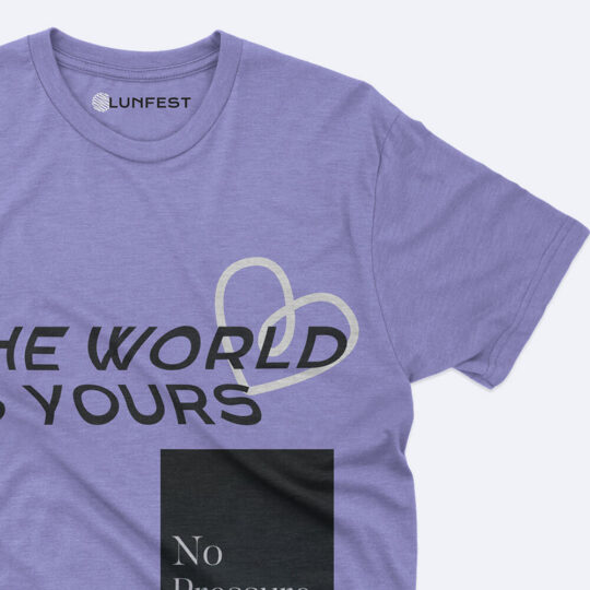 A purple shirt with the words " no dreamers, no world is yours ".